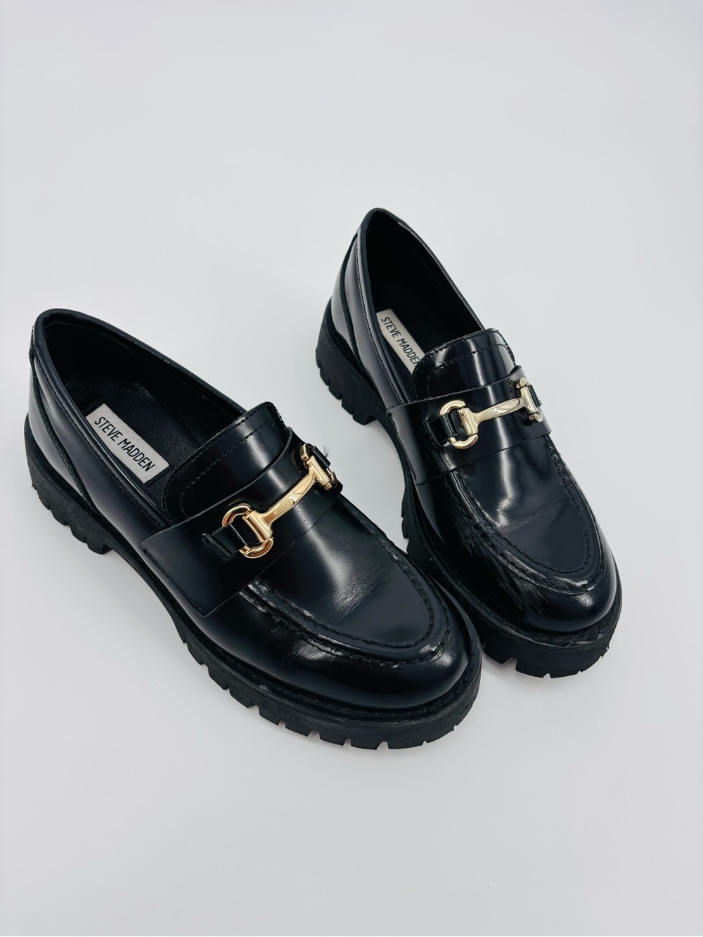 Steve Madden lando platform black loafer